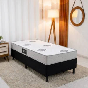 Colchão Solteiro Confort Premium Ortopédico Inovaflex + Box Solteiro Sued Preto Ortobel