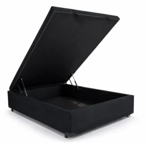 Base Box Baú Casal Prime Confort Sued Preto Blindado 138x188x45 - Issacar