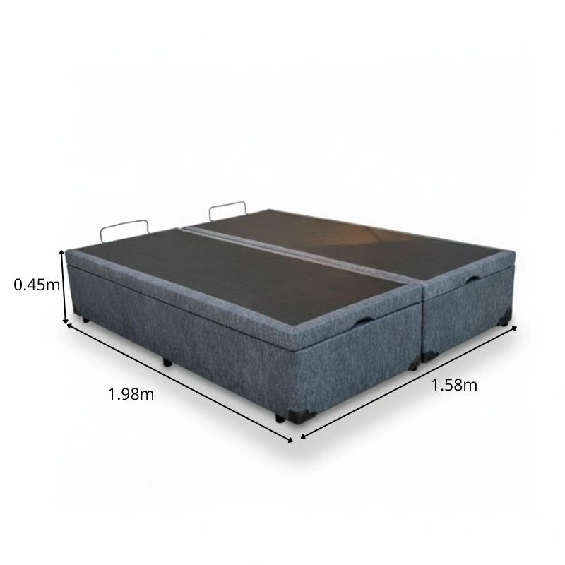 Box Baú Queen Bipartido Prime Confort 158x198x45 Korino Linho Petróleo Blindado - Issacar - Imagem 2