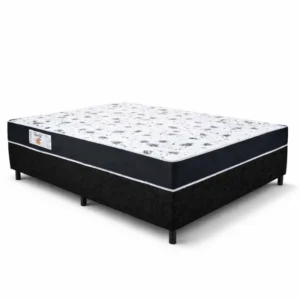 Colchão Casal Santé 100% Espuma D33 Alt. 20 Nosso Sonho + Box Casal Sued Preto Ortobel - 138x188x57 | Suporta até 240kg