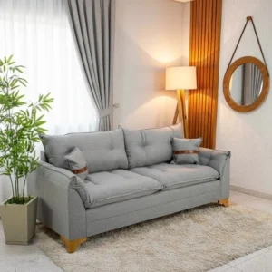 Sofá 3 Lugares Creta Larg. 1.80m Linho Cinza 27 - Molas bonnel