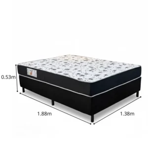 Alternative view of Colchão Casal Santé 100% Espuma D33 Alt. 20 Nosso Sonho + Box Casal Sued Preto Ortobel - 138x188x57 | Suporta até 240kg