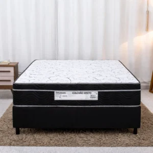 Alternative view of Colchão Casal Airtech 150 Ortopillow Ortopédico D45 Ortobom + Box Casal Sued Preto Ortobel - 138x188x65 | Suporta até 200kg