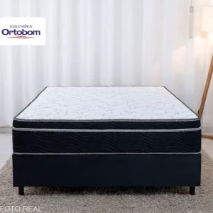 Alternative view of Colchão Casal Airtech 150 Ortopillow Ortopédico EPS Ortobom + Box Casal Sued Preto Nosso Sonho - 138x188x65 | Suporta até 240kg