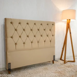 Cabeceira Casal Vitória Veludo Bege Larg. 1.40m