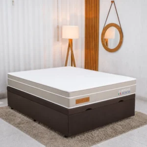 Colchão Casal Supreme Molas Ensacadas - Bianchi Colchões + Box Baú Casal Prime Confort Sued Marrom Blindado - Issacar 138x188x70 | Suporta até 240kg
