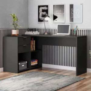 Mesa Office NT 2060 Larg. 2.00m Preto 2 Gavetas Notável