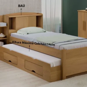Alternative view of Cama Solteiro Milênio + Cama Auxiliar Solteiro 2 Gavetas Cinamamo D Doro