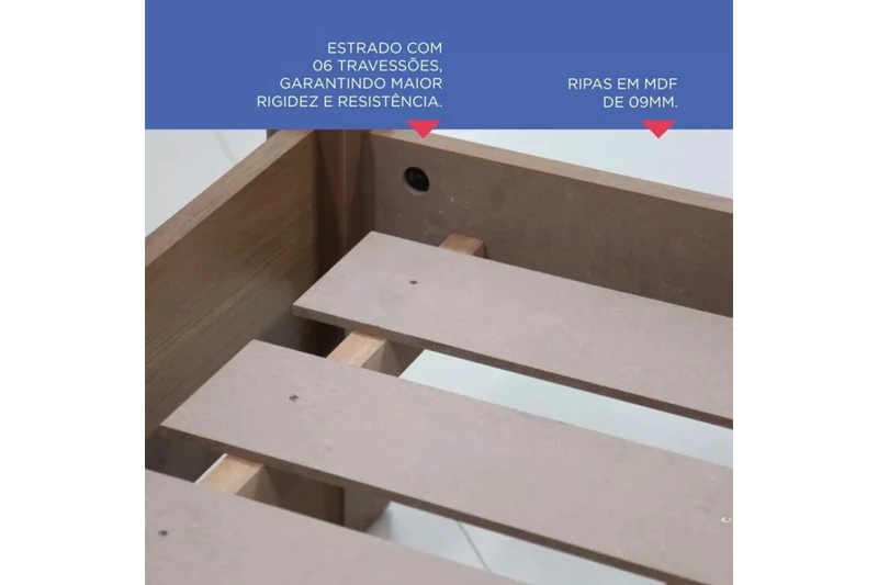 Cama Solteiro Milênio + Cama Auxiliar Solteiro 2 Gavetas Cinamamo D Doro - Imagem 4