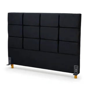 Cabeceira Casal Itália Veludo Preto Larg. 1.40m