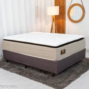Colchão Casal Twins D33 Molas Ensacadas Gazin + Box Casal Universal Marrom Gazin - 138x188x71 | Suporta até 290kg