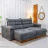 Sofá Retrátil Reclinável Itauna 2.50m Chenille Grafite 573 - Molas Ensacadas