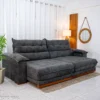 Sofá Retrátil Reclinável Itauna 2.90m Chenille Grafite 573 - Molas Ensacadas