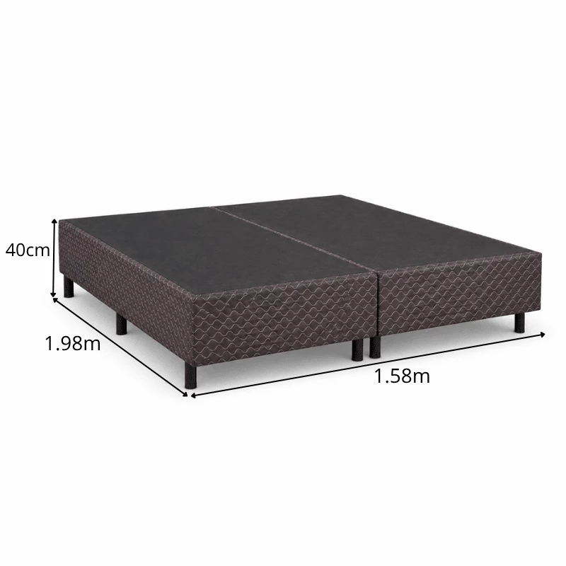 Base Box Queen Bipartido Universal Marrom Bordado 158x198x40 - Gazin - Imagem 3