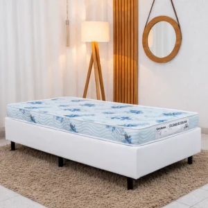 Box Solteiro Korino Branca Ortobel + Colchão Solteiro Dream Soft 100% Espuma D-20 88×188x49 - Ortobom