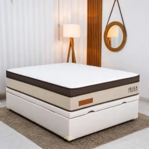 Colchão Casal Ibiza Molas Ensacadas - Bianchi Colchões + Box Baú Casal Prime Confort Corino Palha Blindado - Issacar 138x188x78 | Suporta até 200kg
