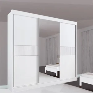 Roupeiro Los Angeles Branco C/ Detalhe Ripado 100% MDF Larg. 2.73m - D Doro