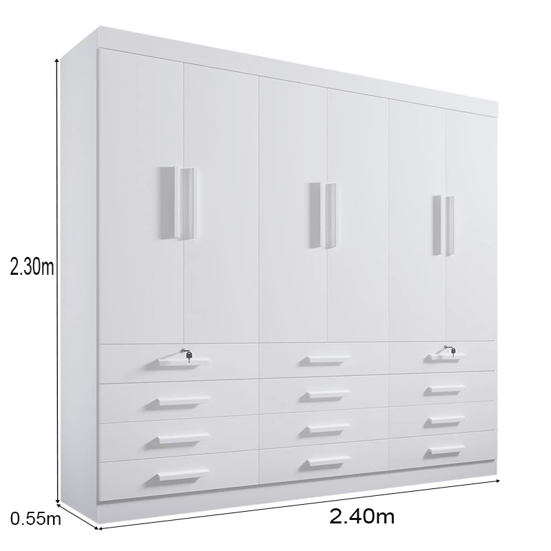 Roupeiro Mônaco Plus 6 Portas Branco Larg. 2.40m - D Doro - Imagem 5